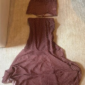 Polka Dot Brown Skirt and Top Set